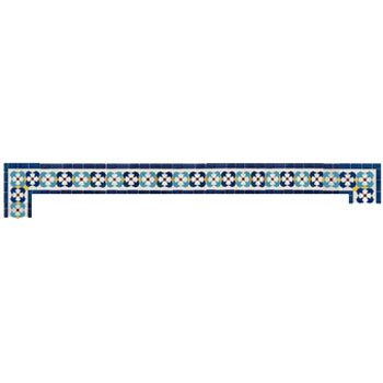 Mosaic House Moroccan tile Custom Mshita B 1-15-23-18-7 White Cobalt Blue Turquoise Yellow Red  zellige, mosaic, zellij, border, glaze, intricate, traditional 